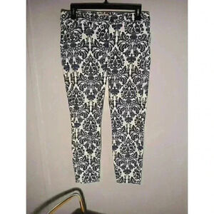 CJ by Cookie Johnson Jeans Womens 30 Blue‎ White Damask Lyocell Stretch Leggings
